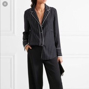 Frame Striped Silk Pajama Shirt